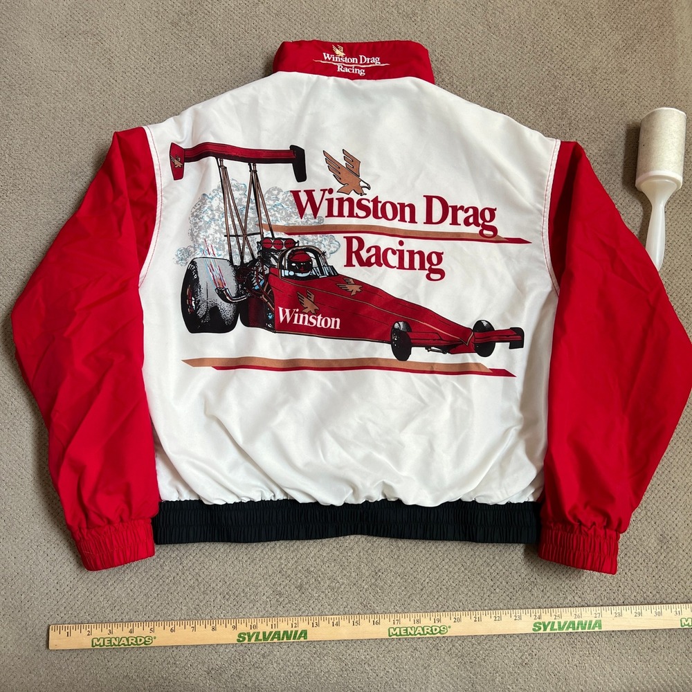 Vintage 1990s Winston Drag Racing Swingster Jacket Red White Size Large USA Made